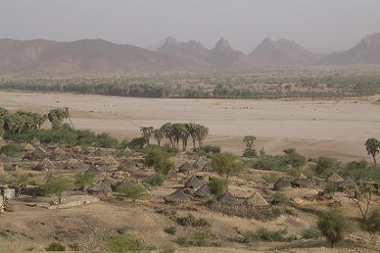 View from the roof of the hospital of Agordat - Banks of the Barka river.