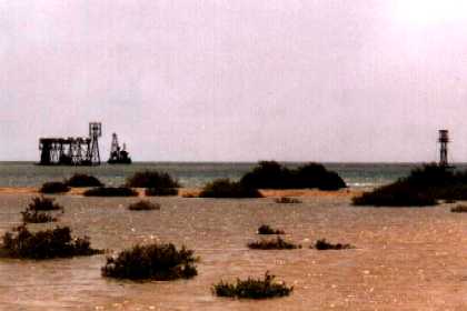 Former teleferique connecting Assab salt panes with the port. The equipment was sold to Britain by the (Ethiopian) Dergue.