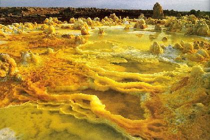 Weird volcanic landscape - Remote dwelling - Danakil Depression.