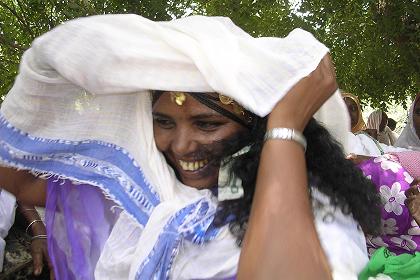 Traditionally dressed Bilen woman in Keren
