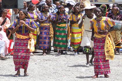 Kunama dancers performing at the 11th anniversary of Eritrean Liberation - May 2002