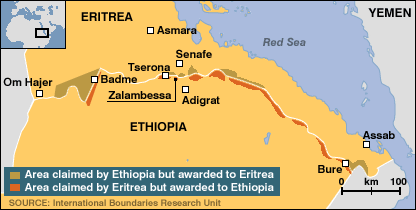 Map of the decisions of the Eritrea Ethiopia Boundary Commission