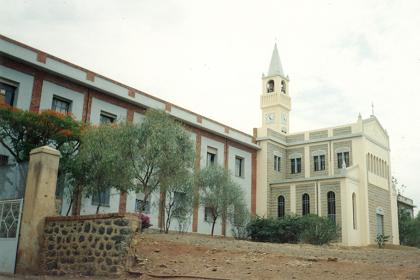 Catholic church and school in Mendefera