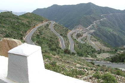 The new road to Filfil winding through Semenawi Bahri Eritrea.
